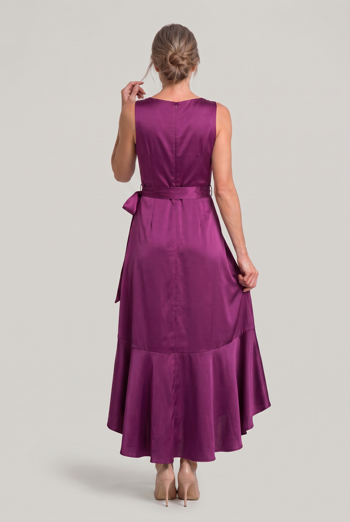 Women's Elegant Sleeveless Wrap Midi Dress