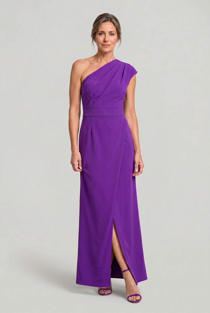 Women's One-Shoulder Maxi Evening Dress -  Asymmetric Neckline