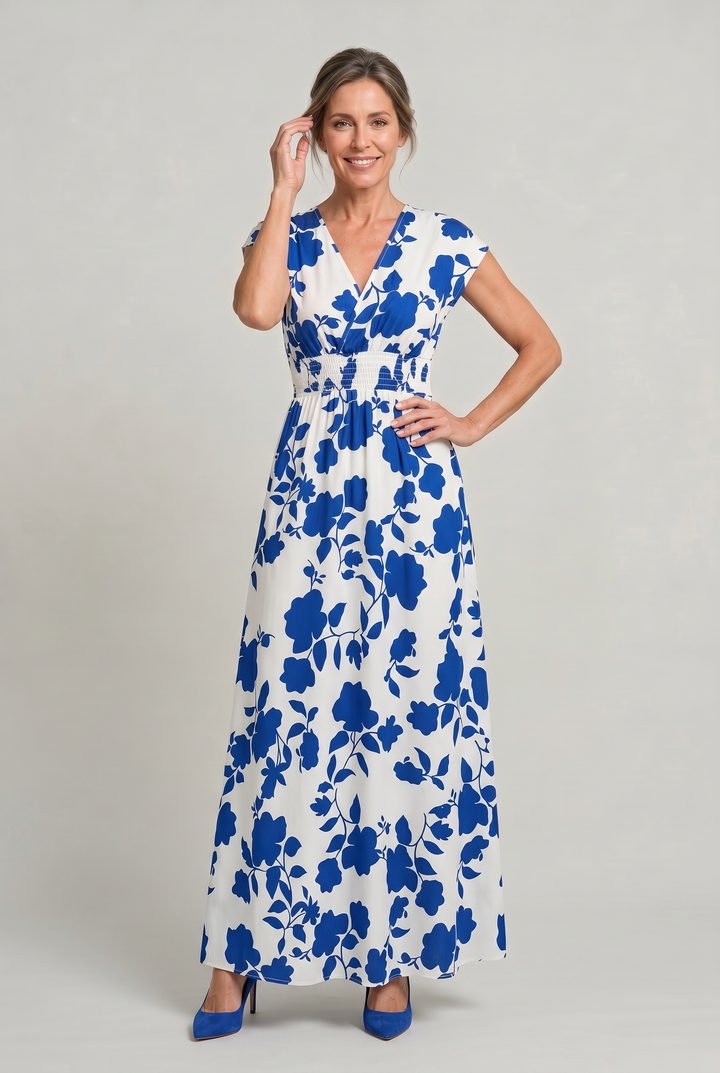 Women’s V-Neck Floral Print Summer Maxi Dress