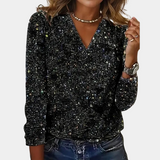 Zyvella | Sequin V-Neck Glitter Top