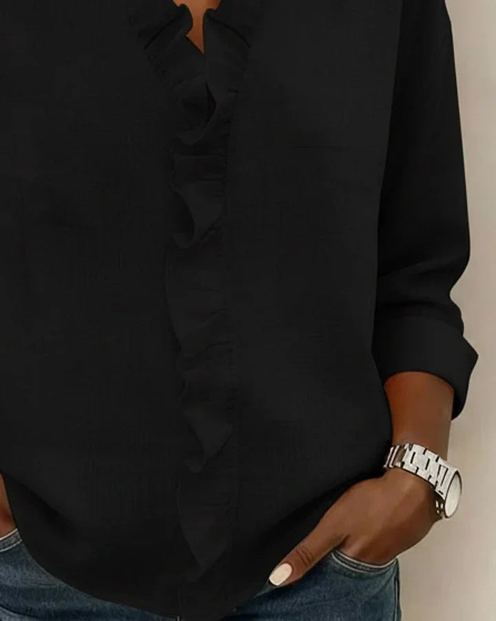 Livia | Elegant Ruffled V-Neck Women's Blouse