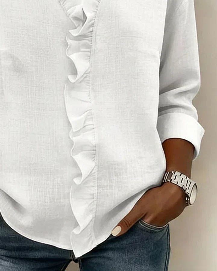 Livia | Elegant Ruffled V-Neck Women's Blouse