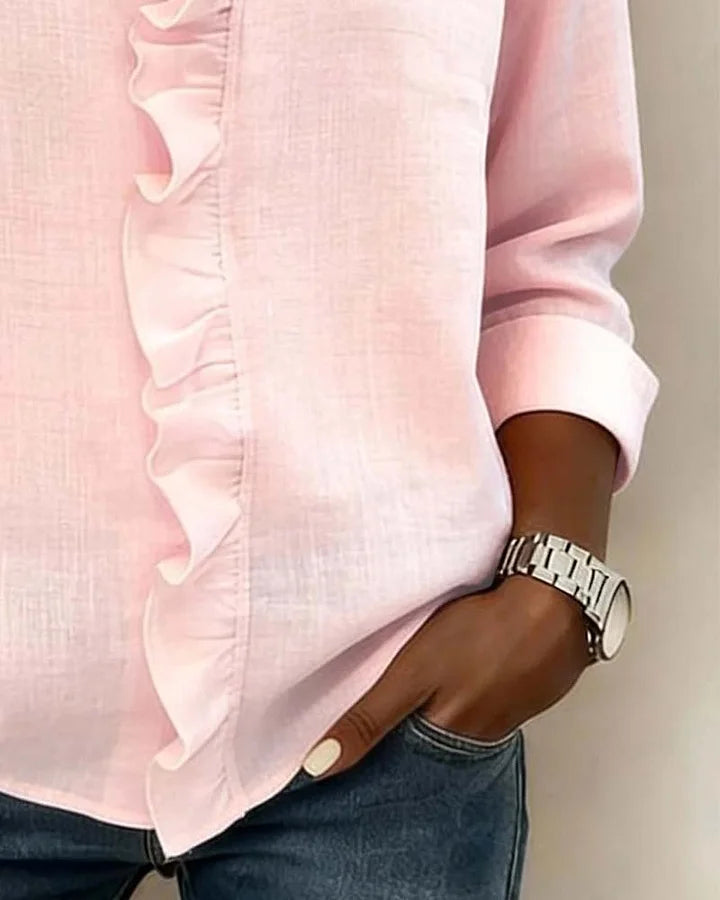 Livia | Elegant Ruffled V-Neck Women's Blouse