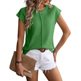 Eleanor | Modern Textured Knit Button Neck Top