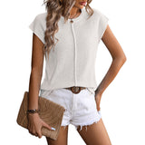 Eleanor | Modern Textured Knit Button Neck Top