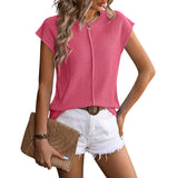Eleanor | Modern Textured Knit Button Neck Top