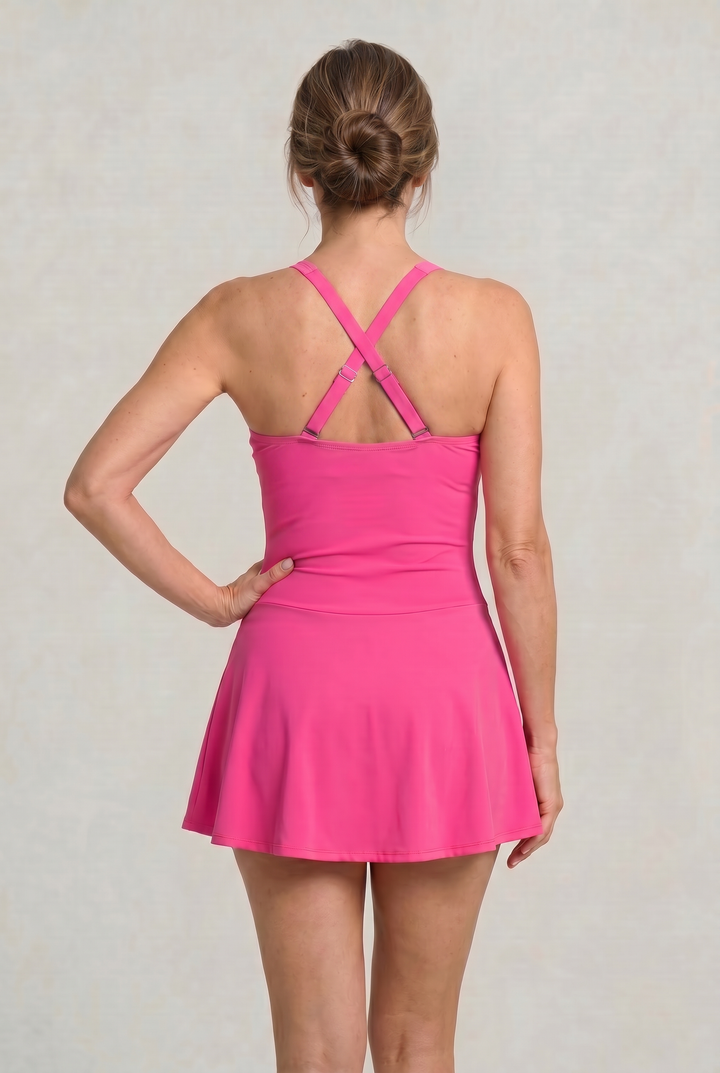 Women’s One-Piece Swimsuit with Sweetheart Neckline and Skirt