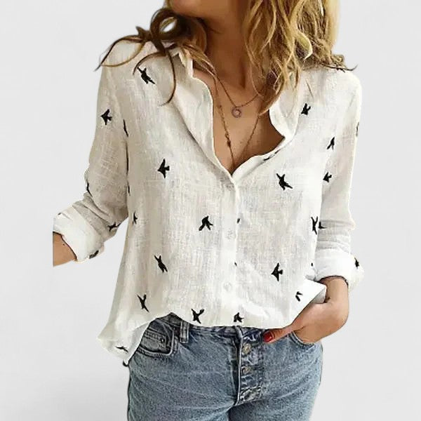 Evelyn | Romantic Botanical V-Neck Floral Blouse