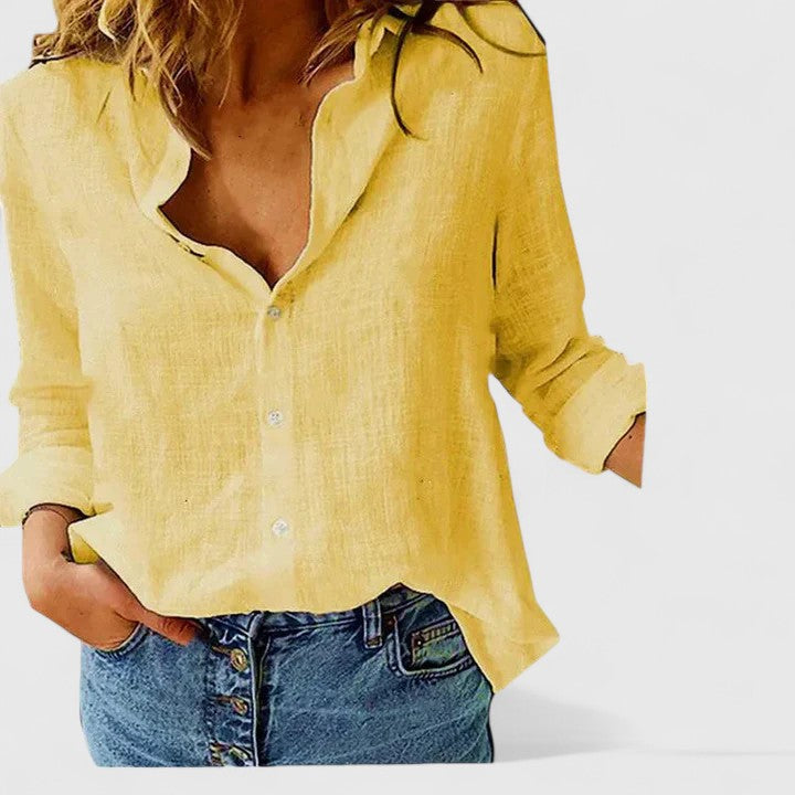 Evelyn | Romantic Botanical V-Neck Floral Blouse