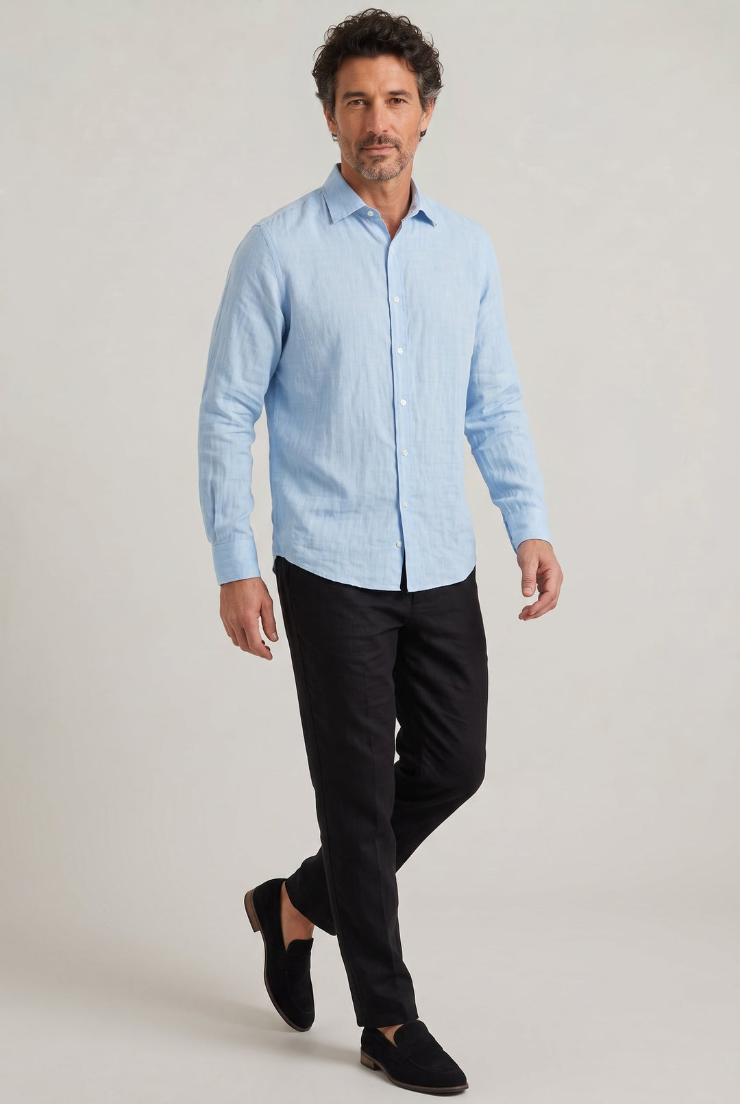 Men's Long Sleeve Linen Button Down Shirt