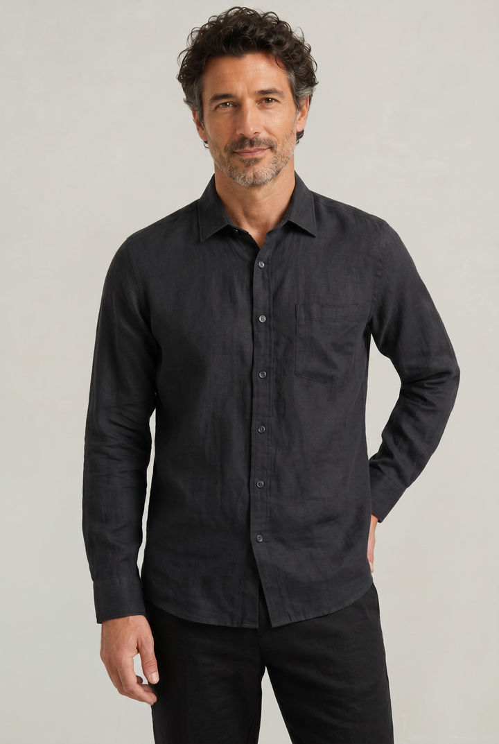 Men's Long Sleeve Linen Button Down Shirt