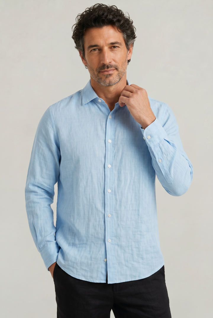 Men's Long Sleeve Linen Button Down Shirt