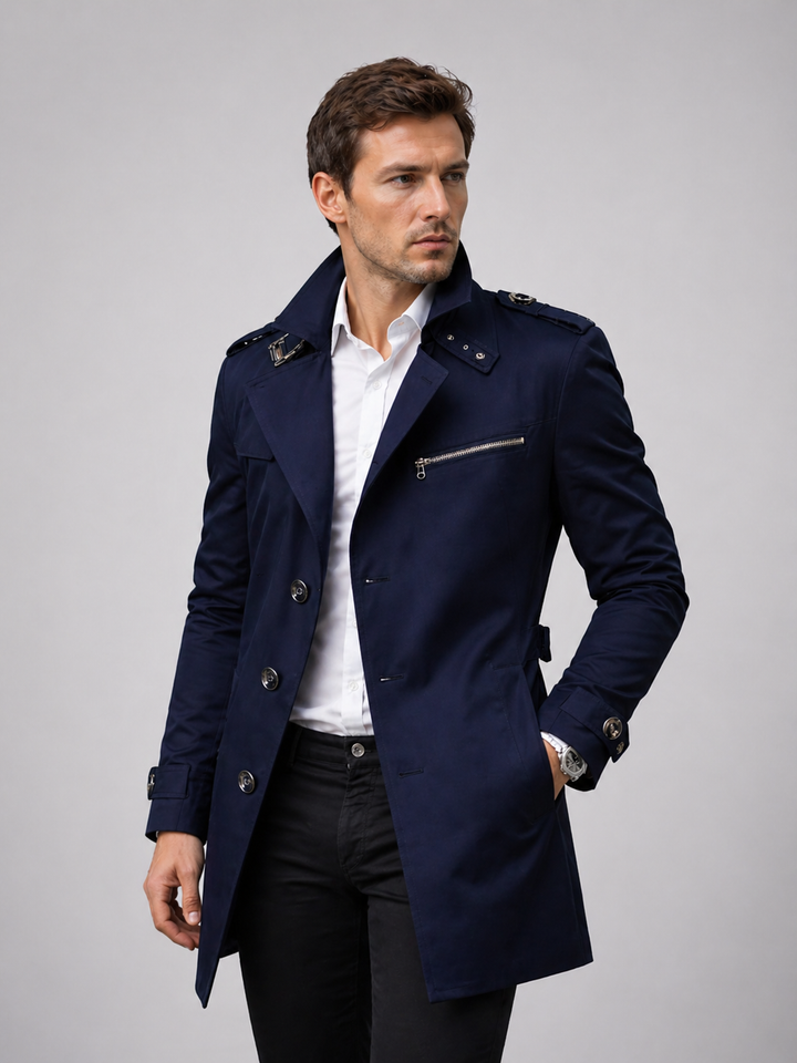 Men’s Belted Trench Coat – Classic Tailored Style