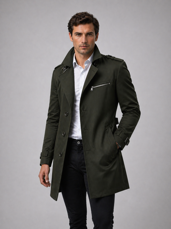Men’s Belted Trench Coat – Classic Tailored Style