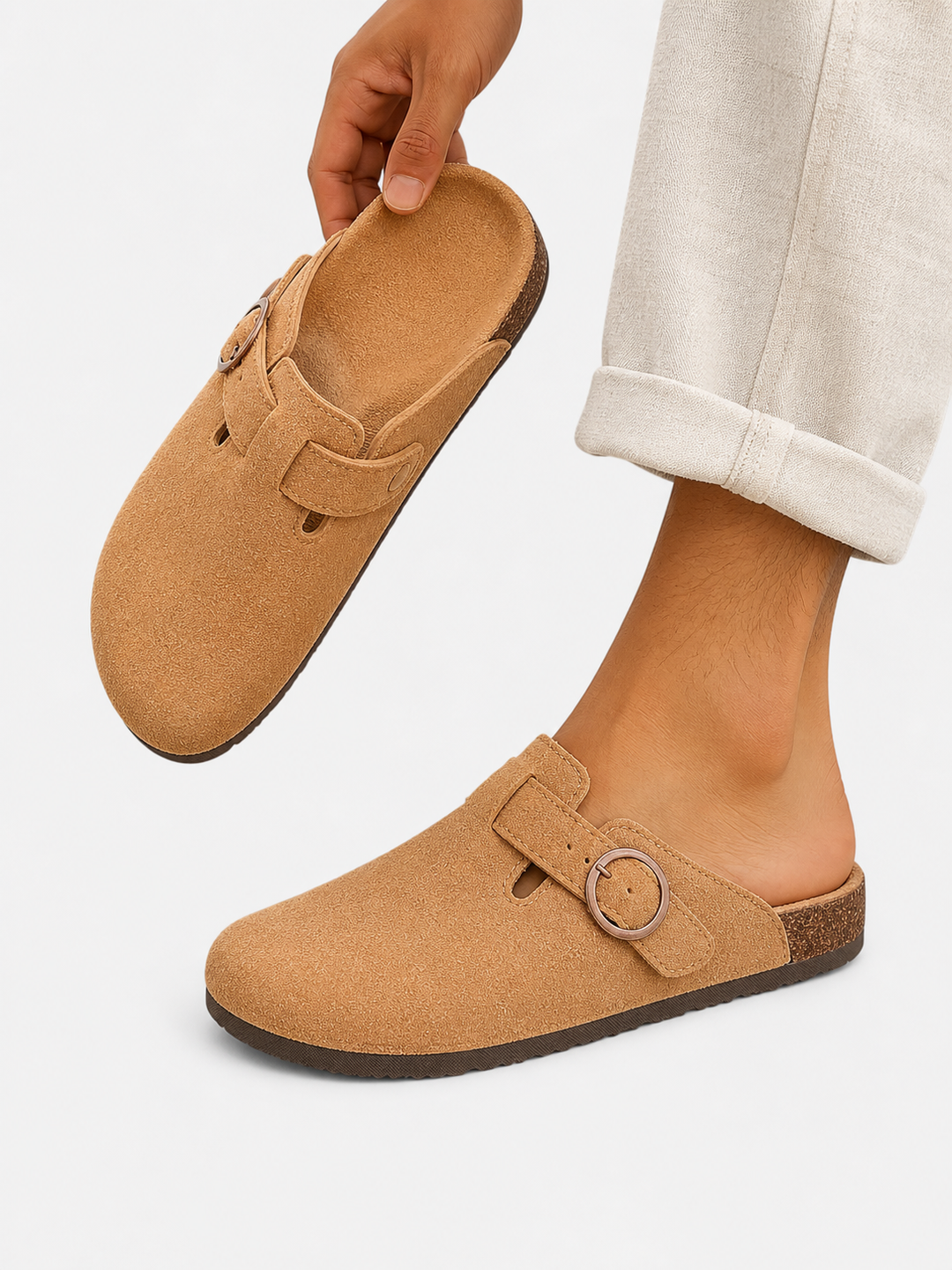 Men’s Comfort Slip-On Clogs – Suede Look Casual Style