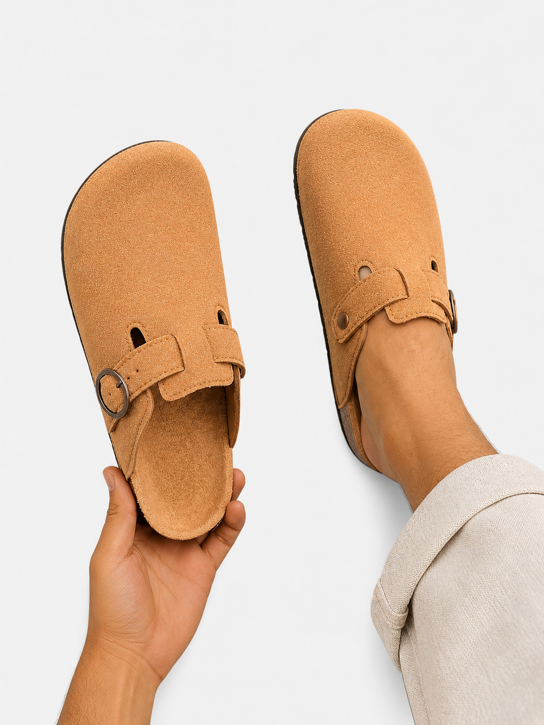 Men’s Comfort Slip-On Clogs – Suede Look Casual Style