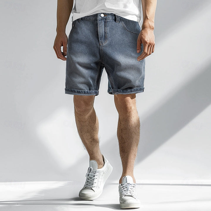 Men’s Denim Shorts – Relaxed Fit Rolled Hem Summer Style
