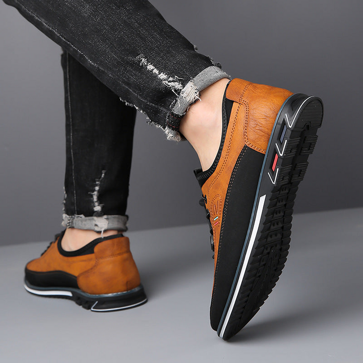 Men’s Leather Look Comfort Shoes – Smart Casual Lace-Up Design