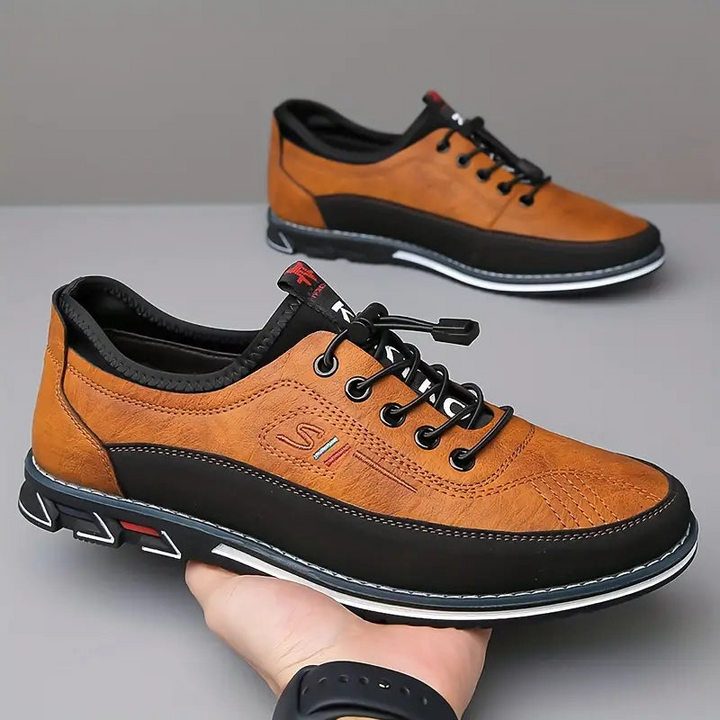 Men’s Leather Look Comfort Shoes – Smart Casual Lace-Up Design