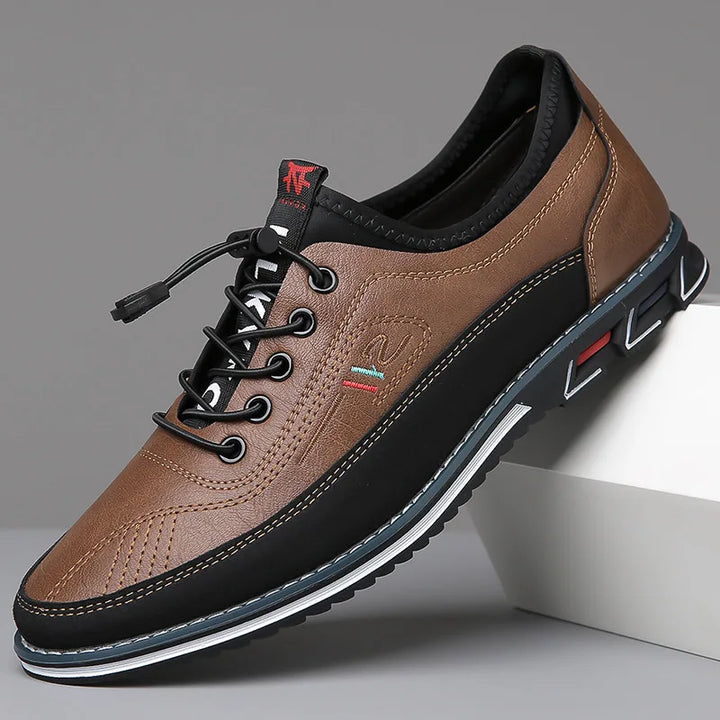 Men’s Leather Look Comfort Shoes – Smart Casual Lace-Up Design