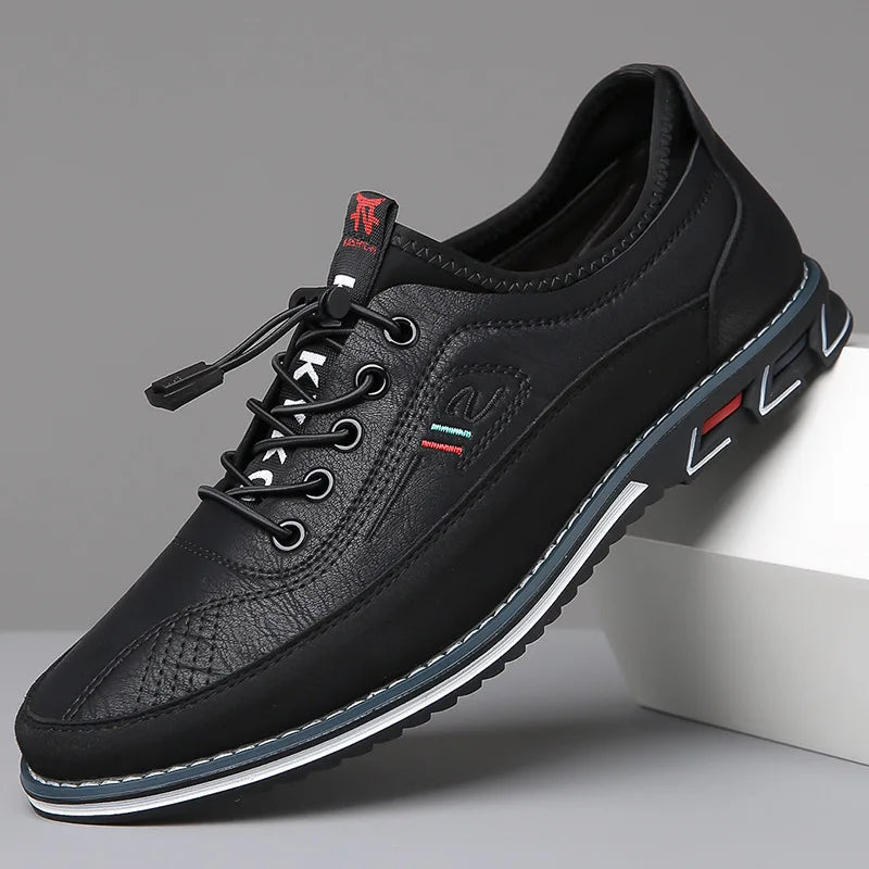 Men’s Leather Look Comfort Shoes – Smart Casual Lace-Up Design