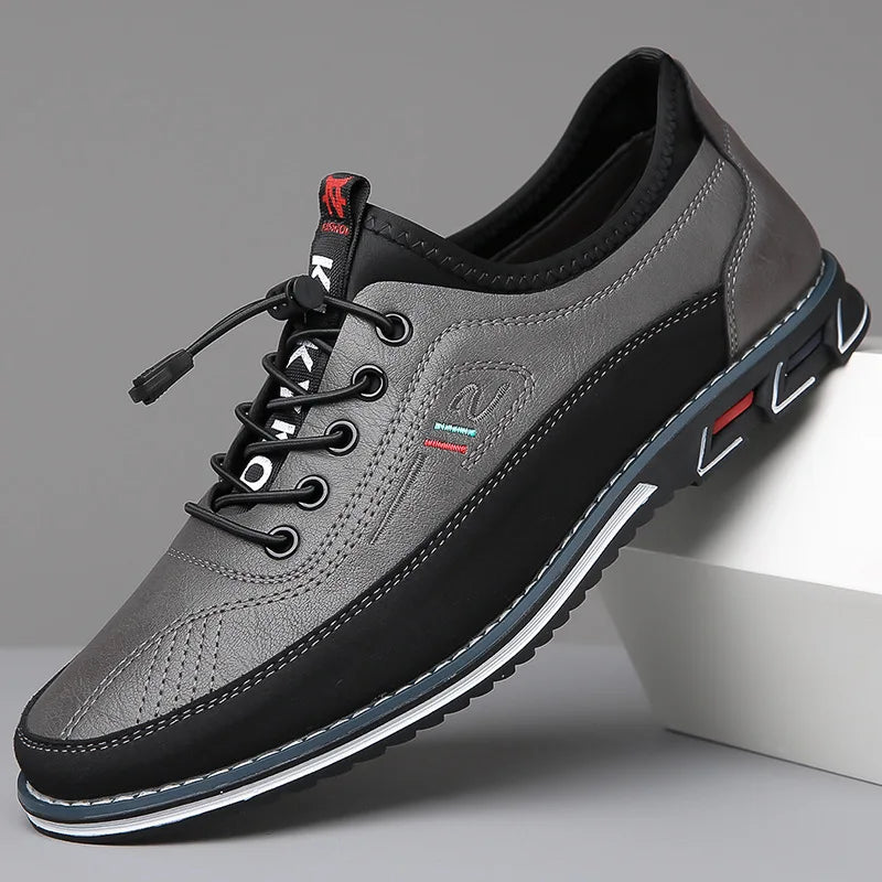 Men’s Leather Look Comfort Shoes – Smart Casual Lace-Up Design