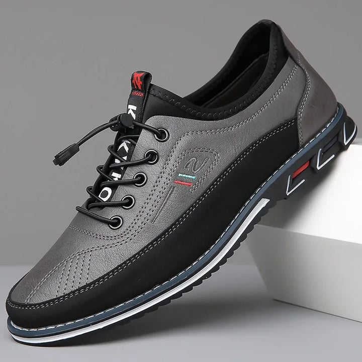 Men’s Leather Look Comfort Shoes – Smart Casual Lace-Up Design