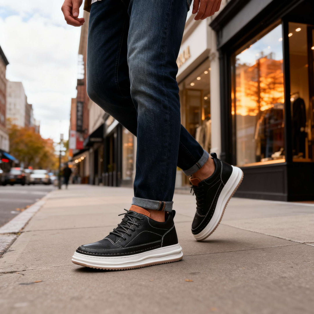 Men’s Leather Trainers – Cushioned Everyday Comfort