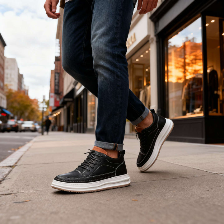 Men’s Leather Trainers – Cushioned Everyday Comfort