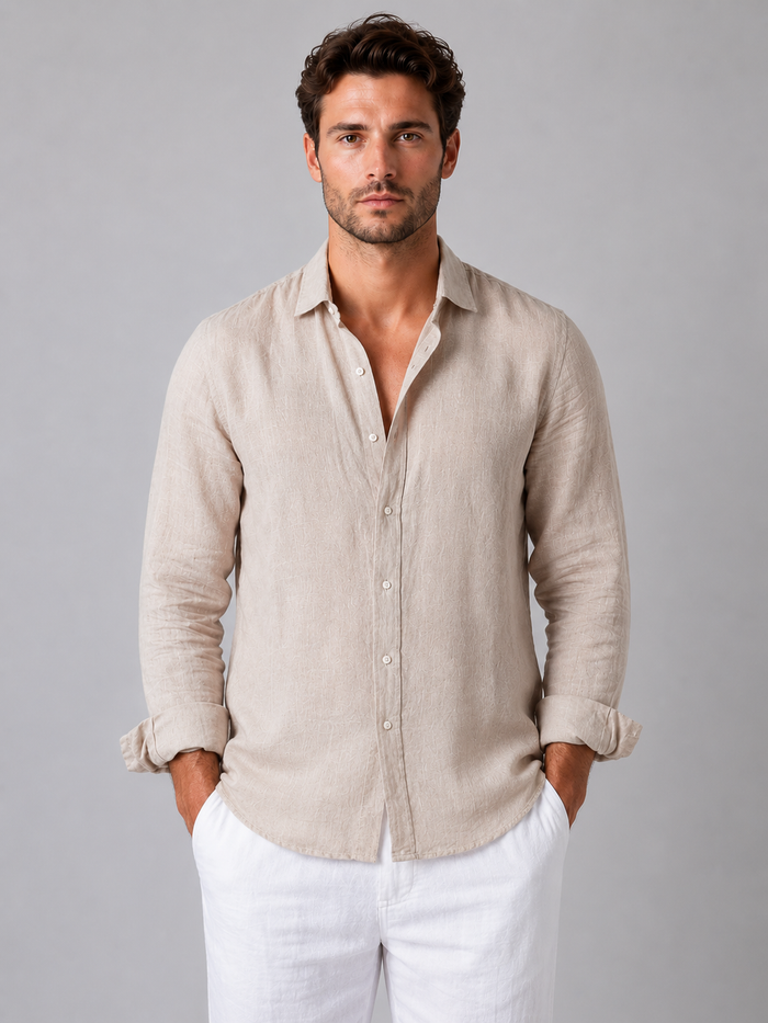 Men's Linen Look Button-Up Shirt – Relaxed Summer Style