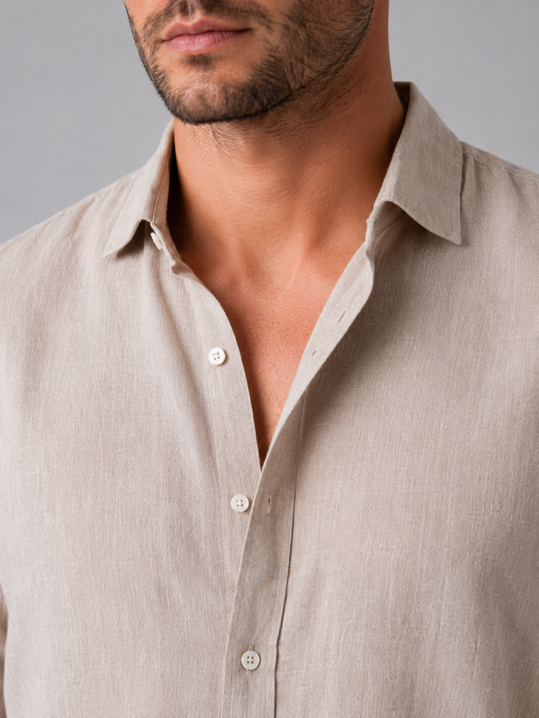Men's Linen Look Button-Up Shirt – Relaxed Summer Style