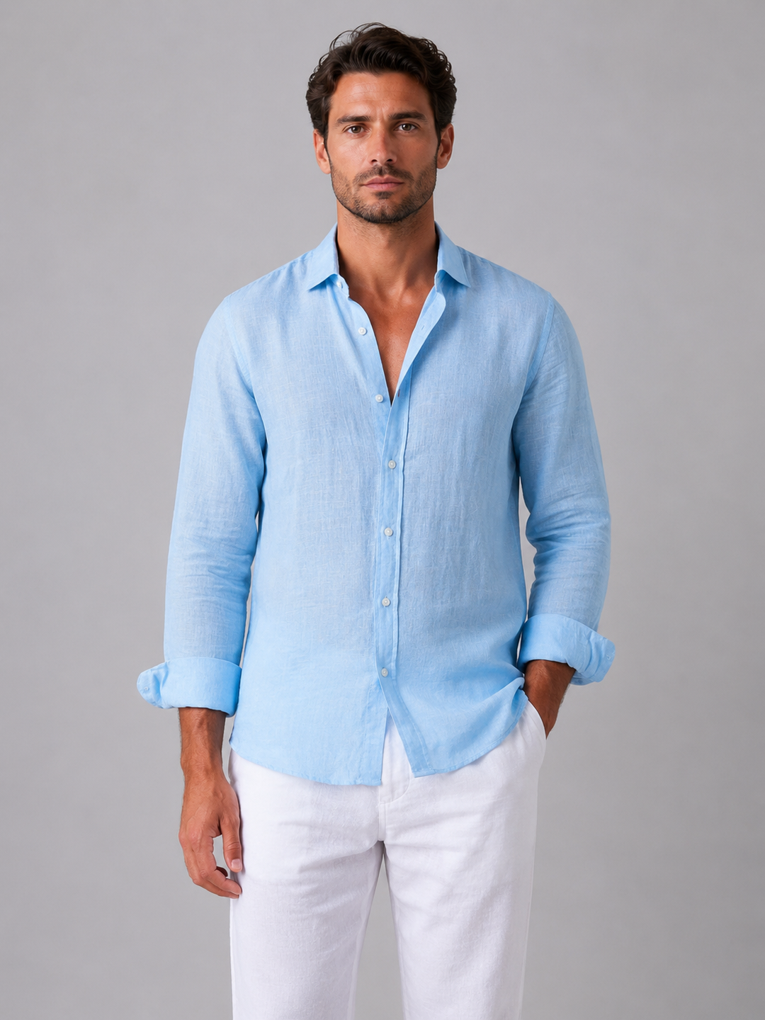 Men's Linen Look Button-Up Shirt – Relaxed Summer Style