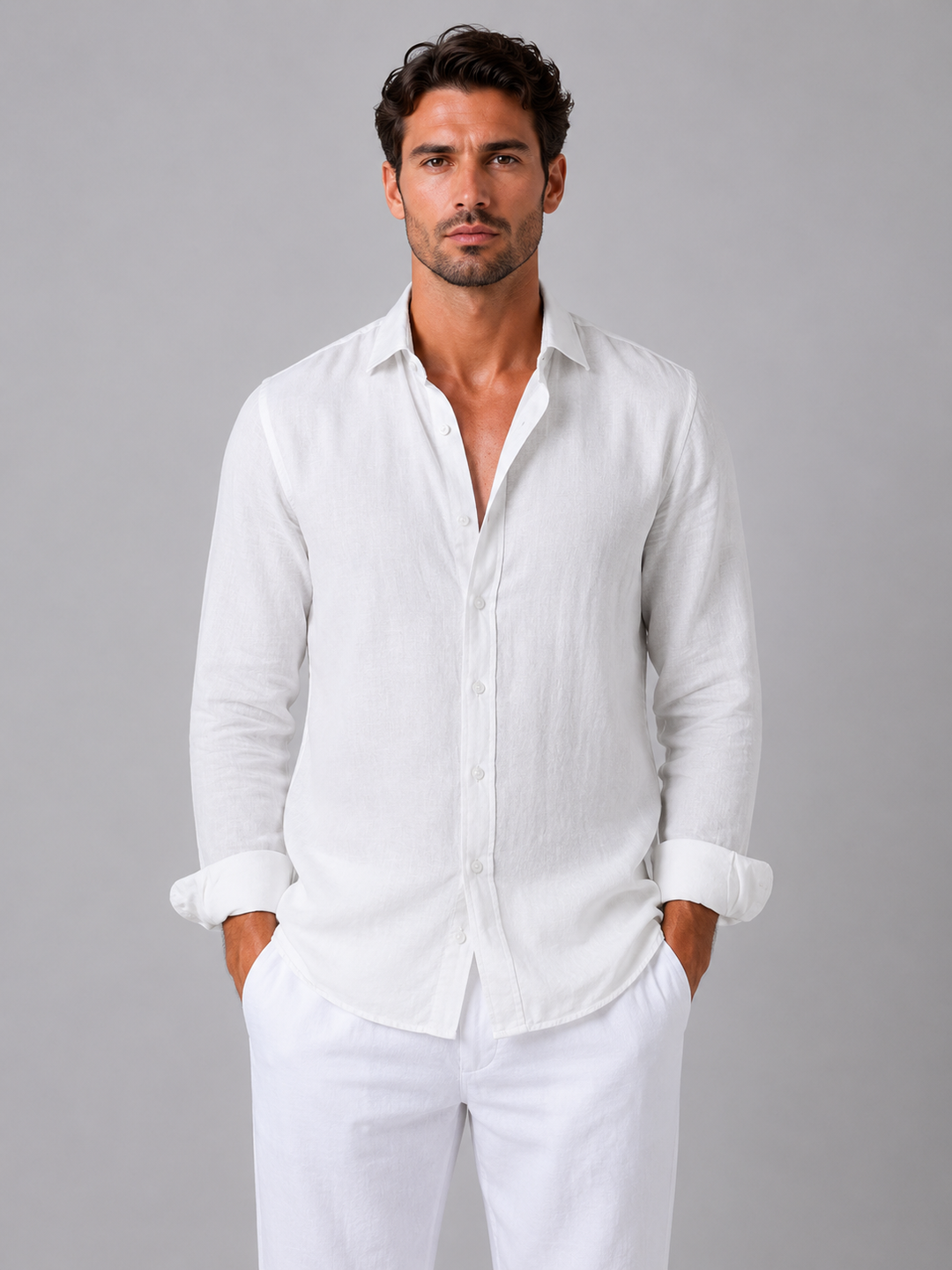 Men's Linen Look Button-Up Shirt – Relaxed Summer Style
