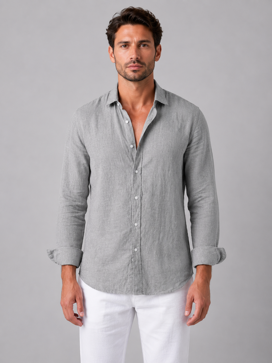 Men's Linen Look Button-Up Shirt – Relaxed Summer Style