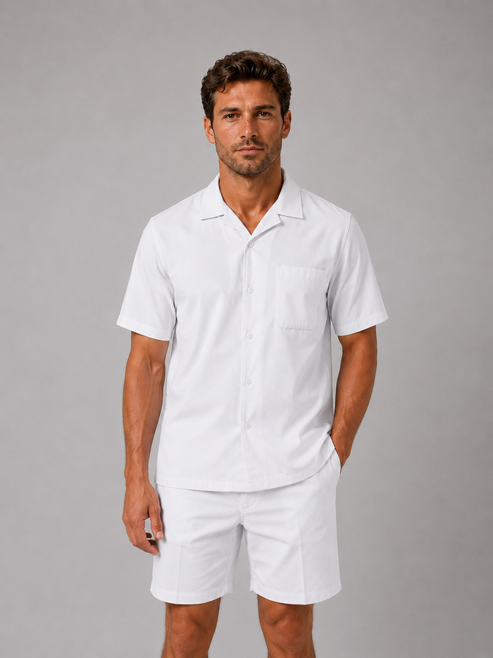 Men’s Linen Look Shirt & Shorts Co-Ord Set – Summer Style