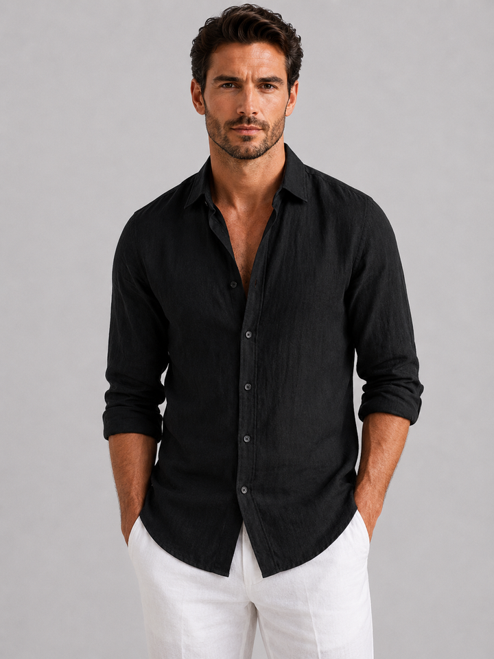 Men’s Linen Look Summer Shirt – Relaxed Fit Button-Up