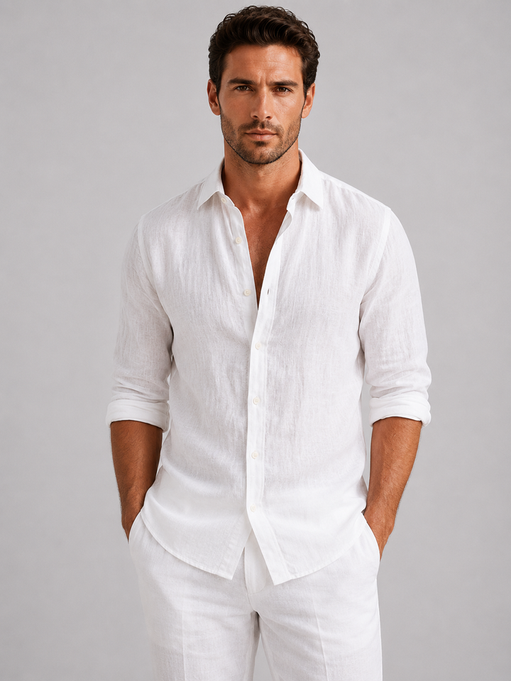 Men’s Linen Look Summer Shirt – Relaxed Fit Button-Up