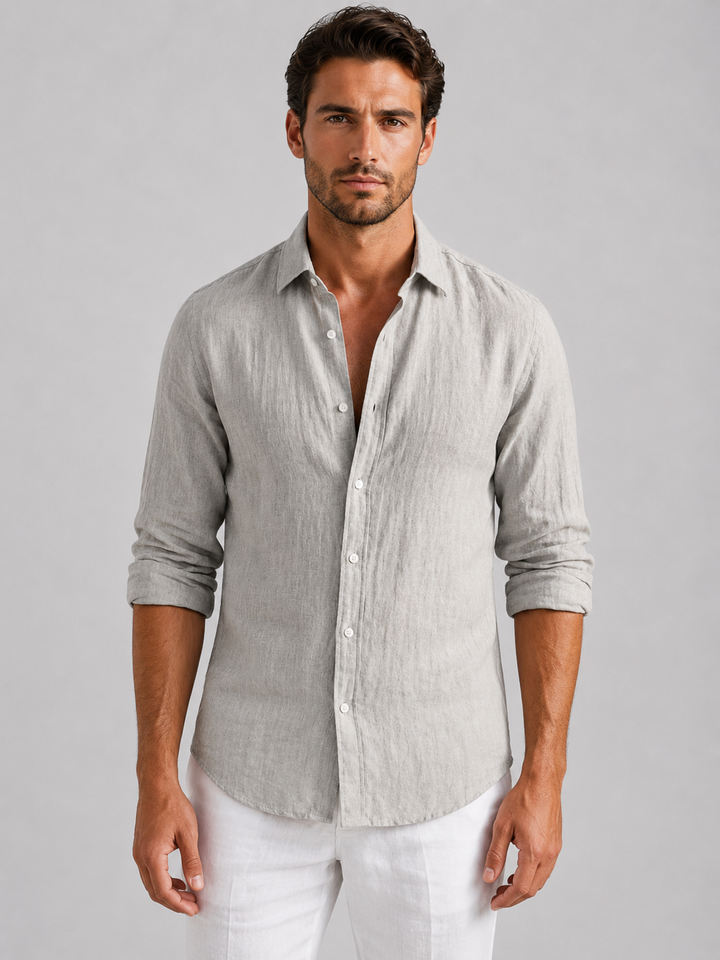 Men’s Linen Look Summer Shirt – Relaxed Fit Button-Up