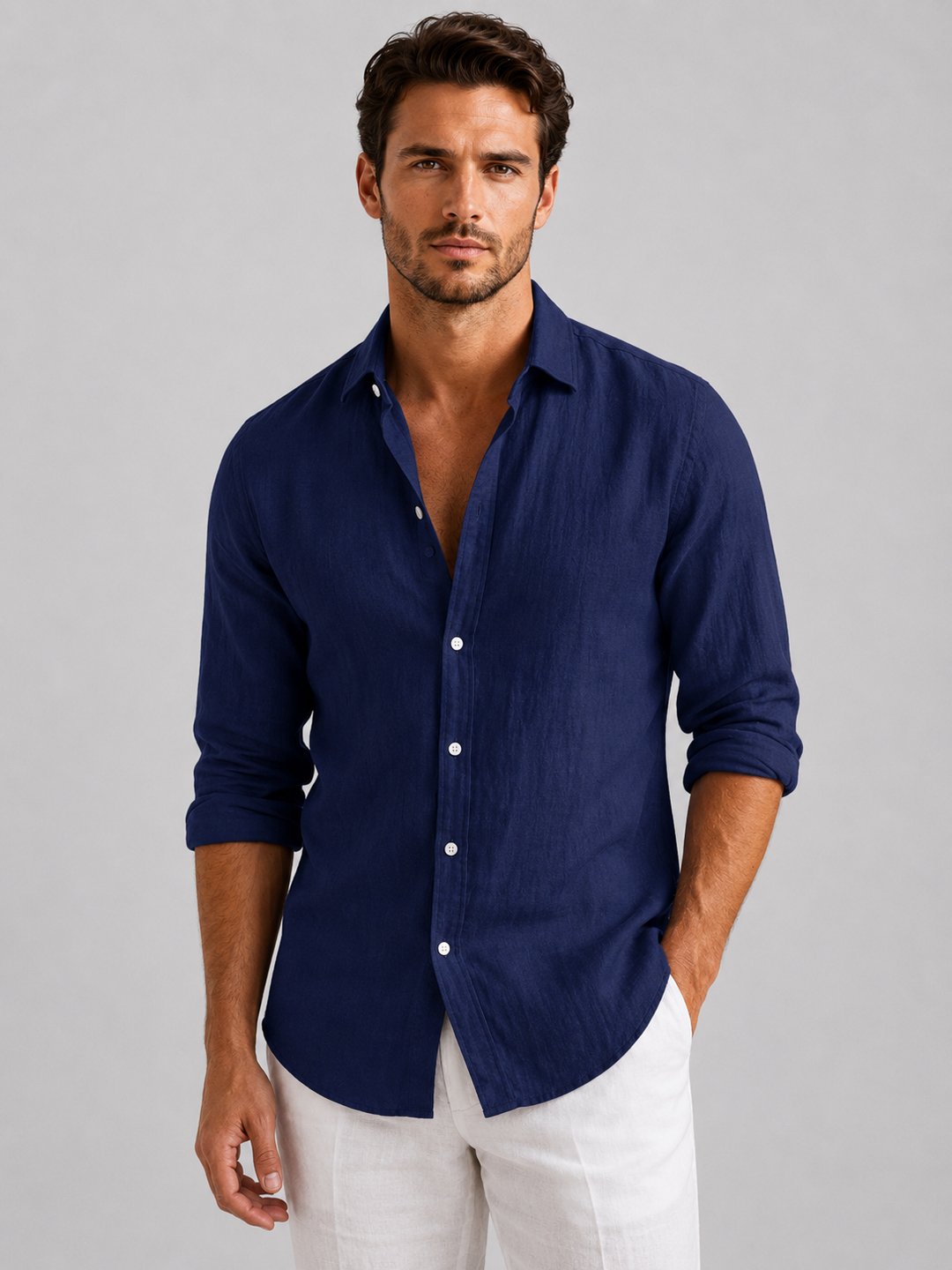 Men’s Linen Look Summer Shirt – Relaxed Fit Button-Up