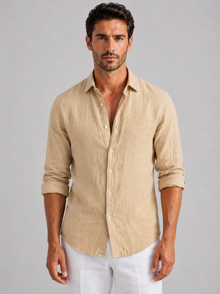 Men’s Linen Look Summer Shirt – Relaxed Fit Button-Up