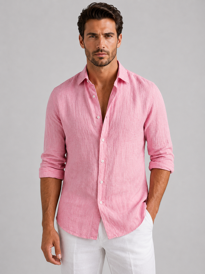 Men’s Linen Look Summer Shirt – Relaxed Fit Button-Up