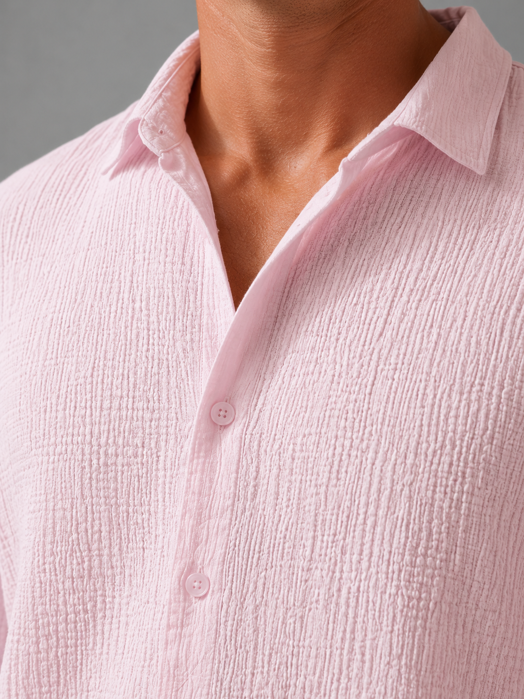 Men's Linen Look Textured Summer Shirt – Relaxed Fit Button-Up