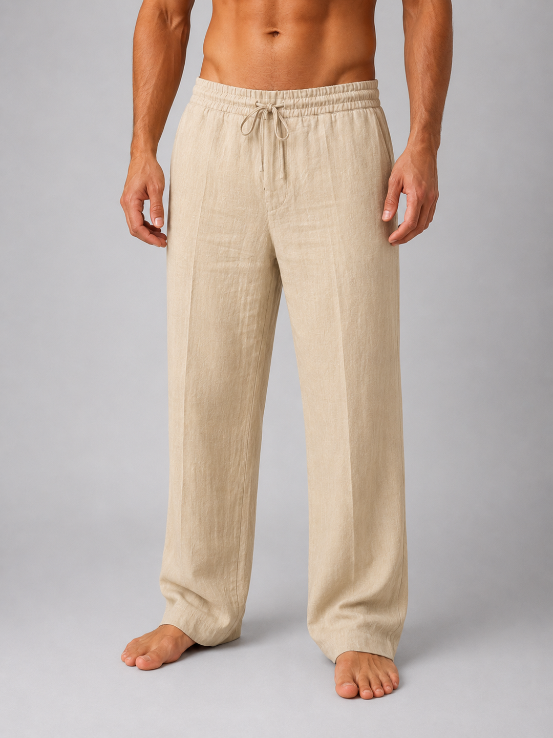 Men’s Linen Look Trousers – Relaxed Summer Fit