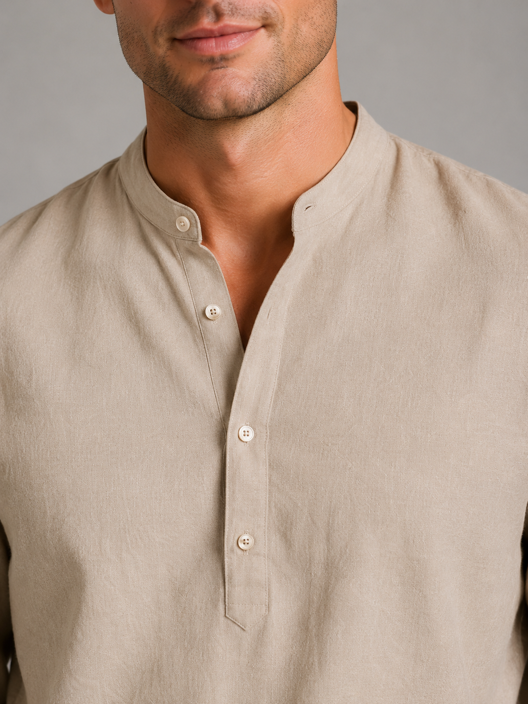 Men's Linen Look Two-Piece Set – Shirt & Drawstring Trousers