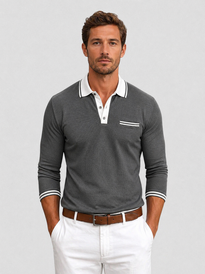 Men’s Long Sleeve Polo Shirt – Smart Casual Style