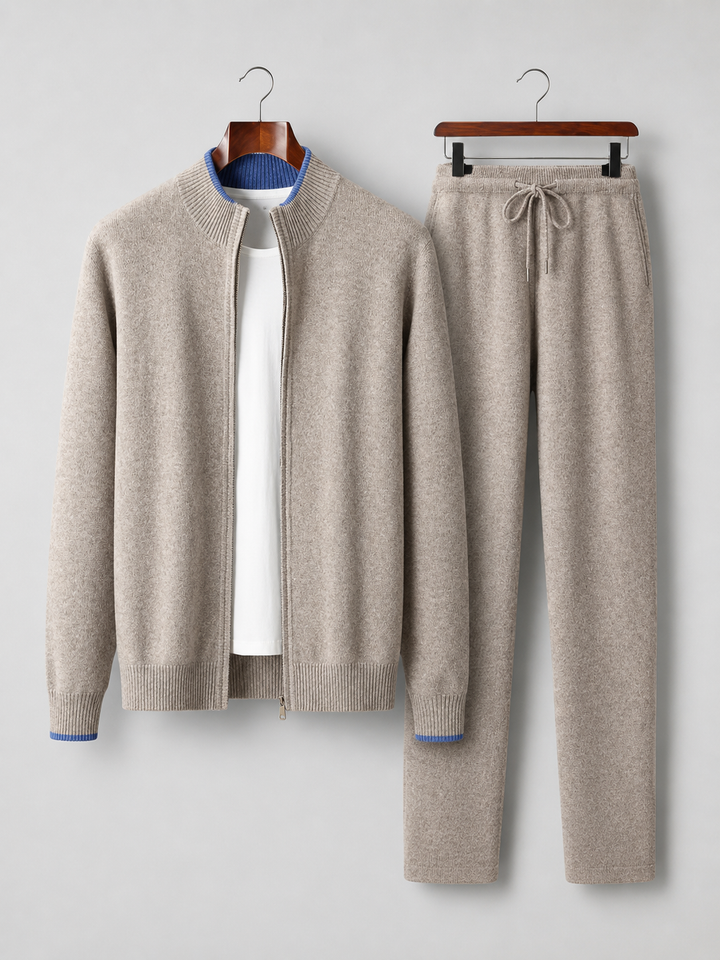 Men's Merino Wool Zip-Up Lounge Set – Soft Knit Relaxed Fit Co-Ord
