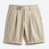 Men’s Pleated Linen Look Shorts – Tailored Summer Fit