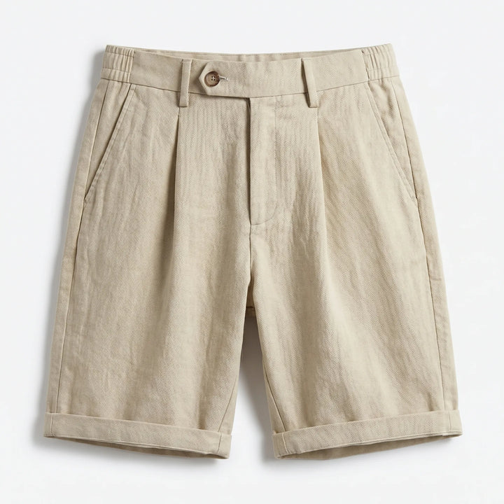 Men’s Pleated Linen Look Shorts – Tailored Summer Fit