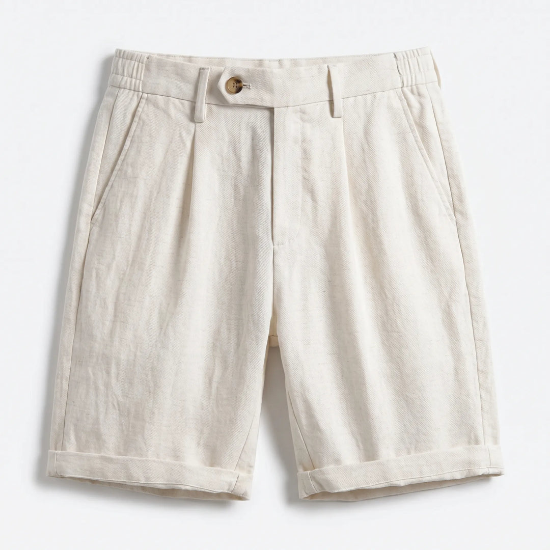 Men’s Pleated Linen Look Shorts – Tailored Summer Fit
