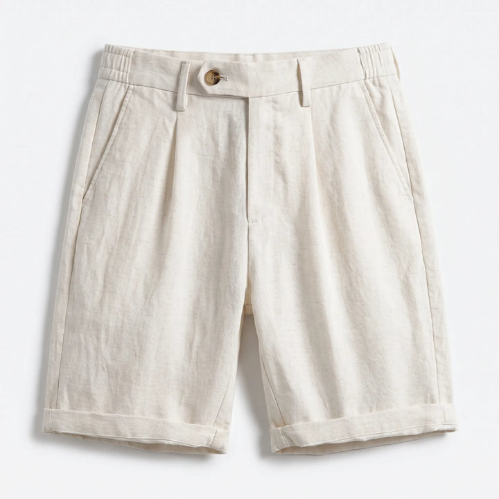 Men’s Pleated Linen Look Shorts – Tailored Summer Fit